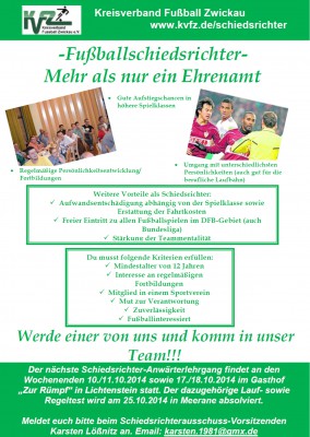 Nächste Schiedsrichter - Anwärterlehrgang ist terminiert